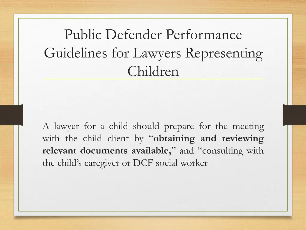 public defender performance guidelines