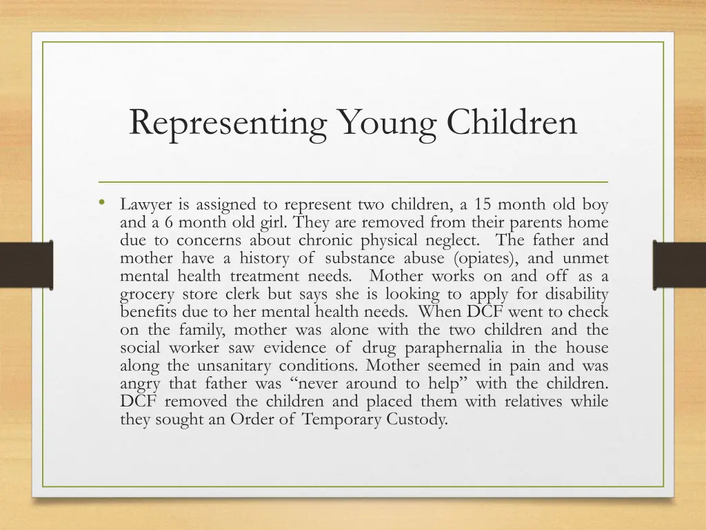 representing young children