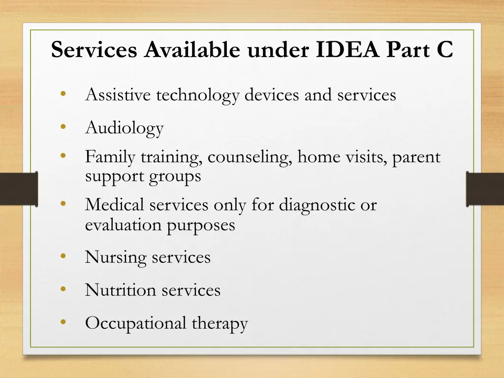 services available under idea part c