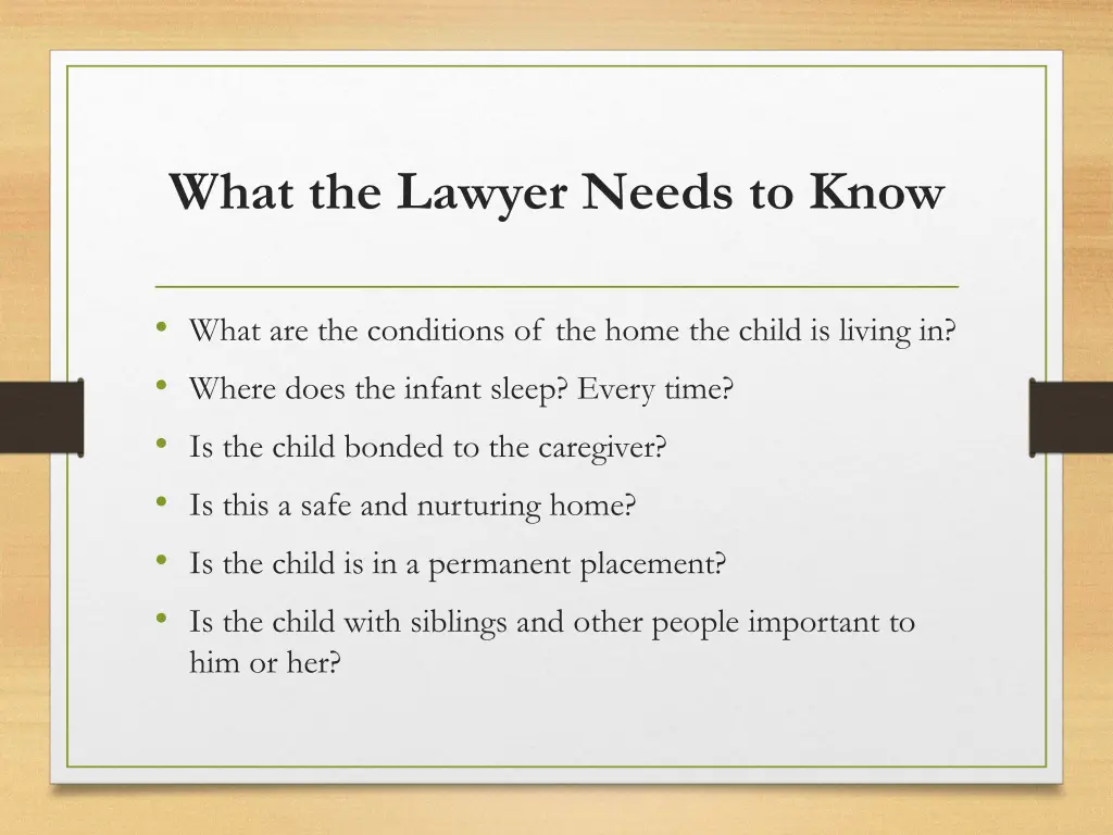 what the lawyer needs to know
