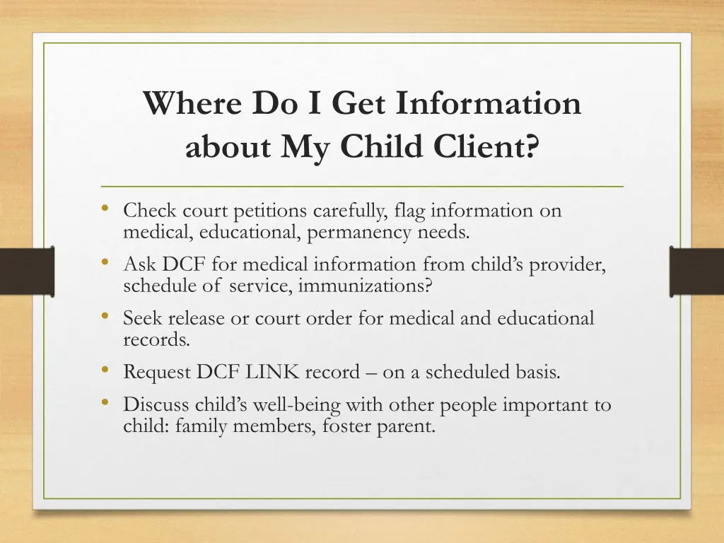 where do i get information about my child client