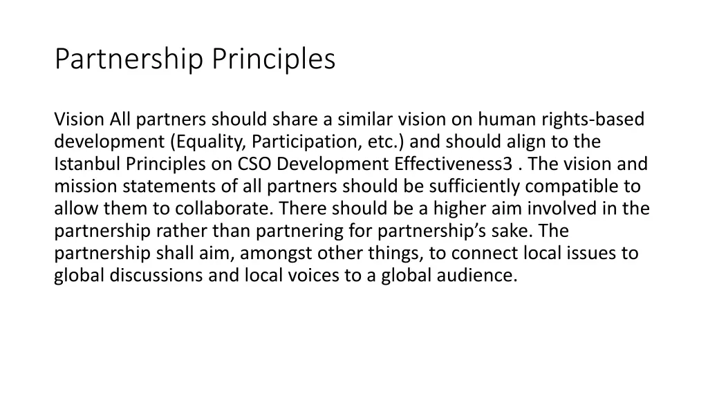partnership principles
