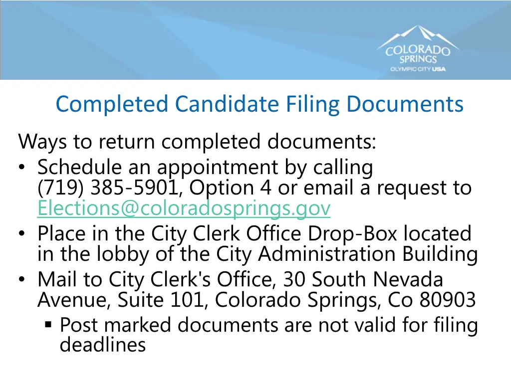 completed candidate filing documents ways