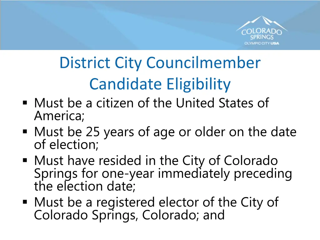 district city councilmember candidate eligibility