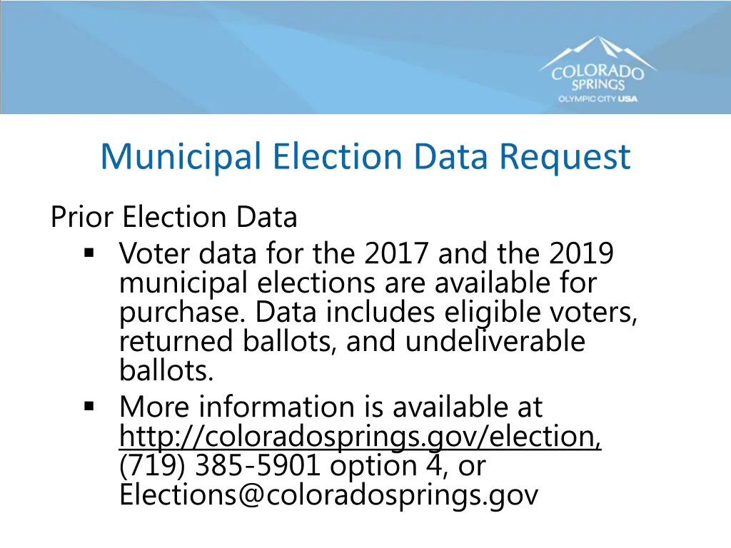 municipal election data request prior election
