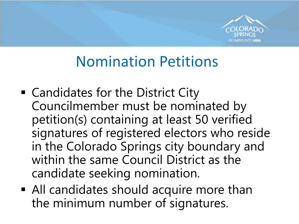 nomination petitions