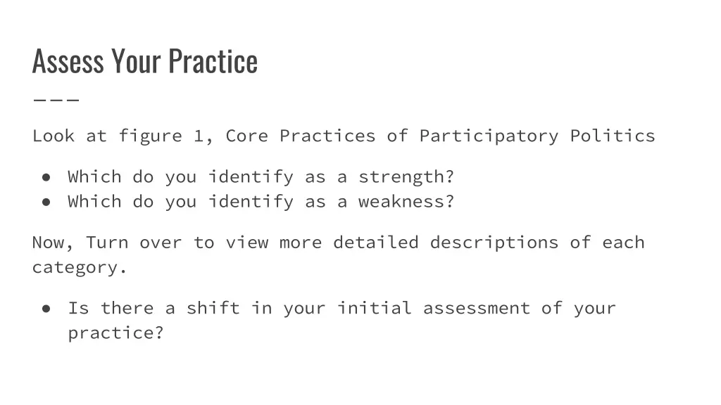 assess your practice