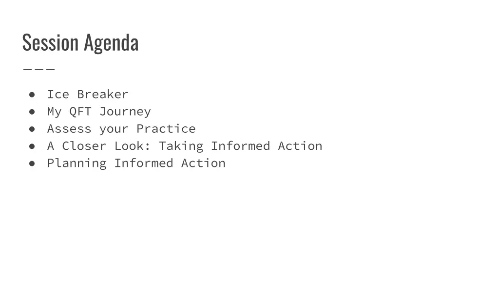 session agenda
