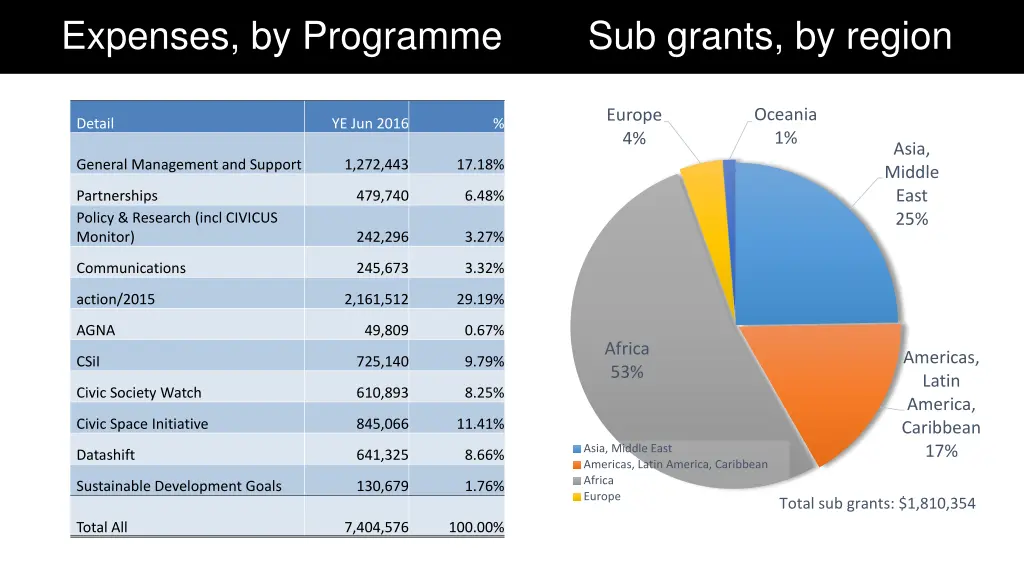 expenses by programme