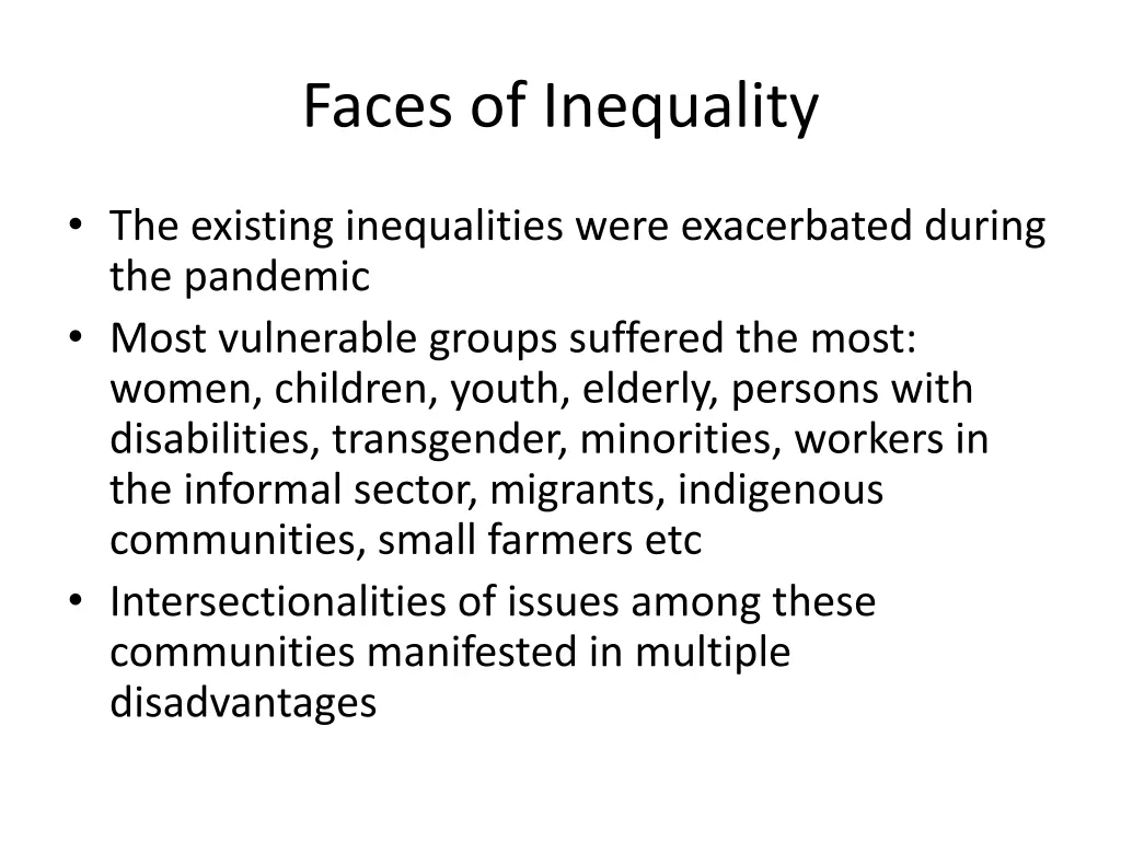 faces of inequality