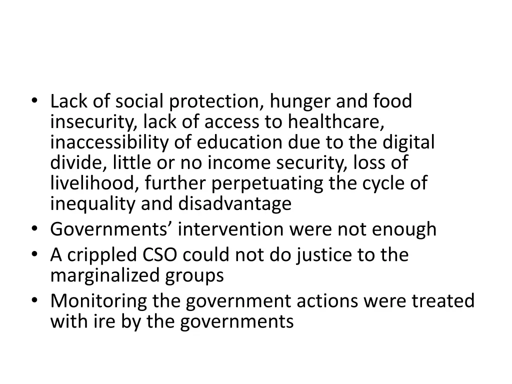 lack of social protection hunger and food
