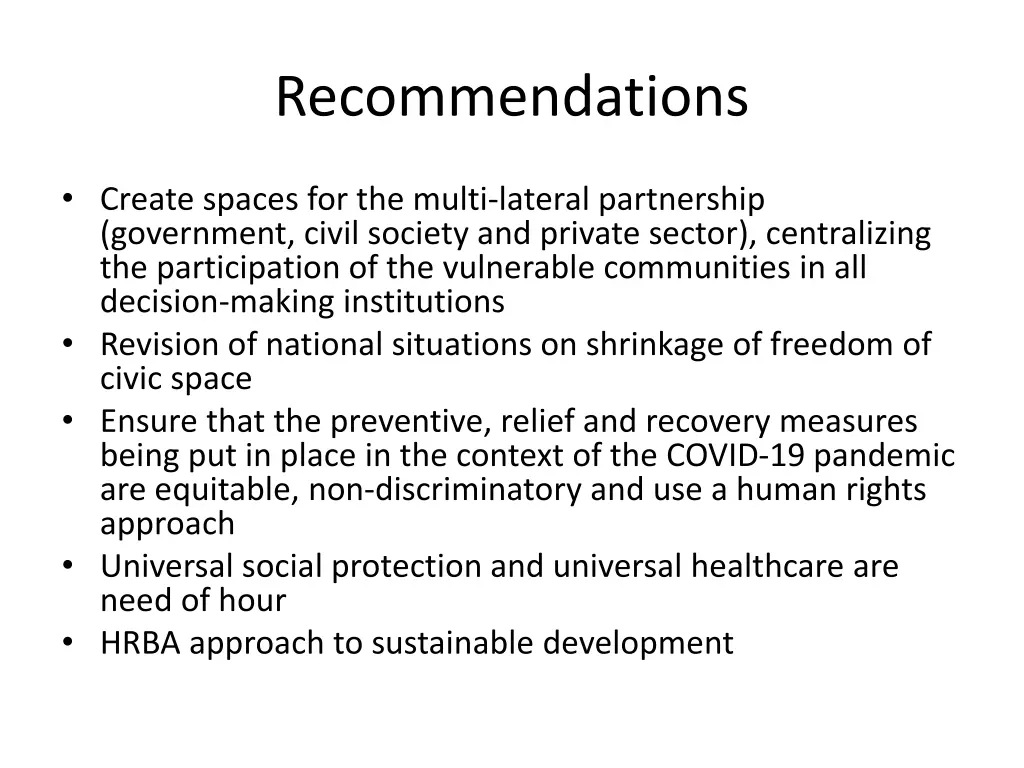 recommendations