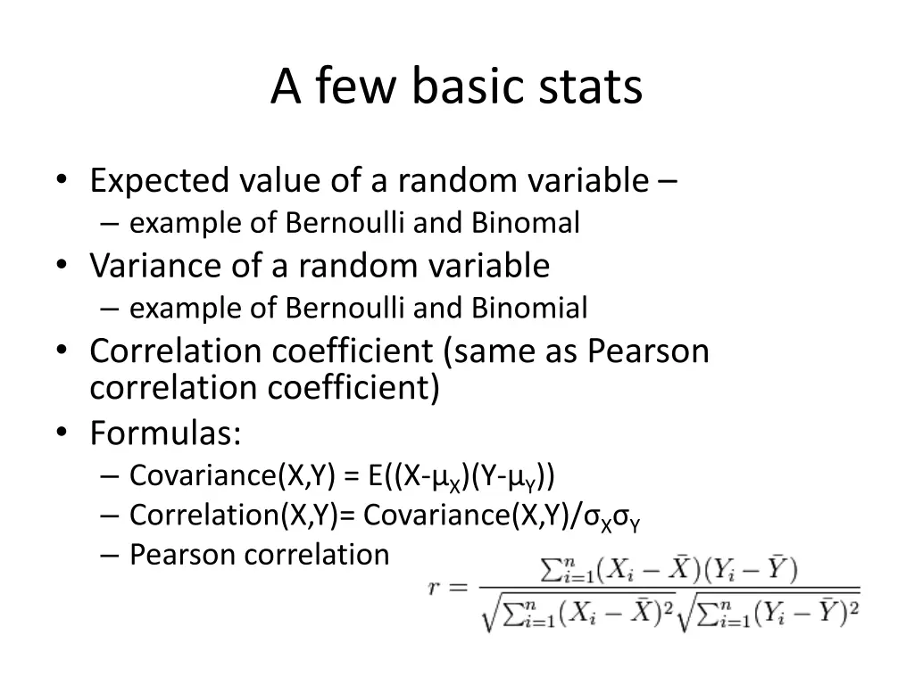 a few basic stats