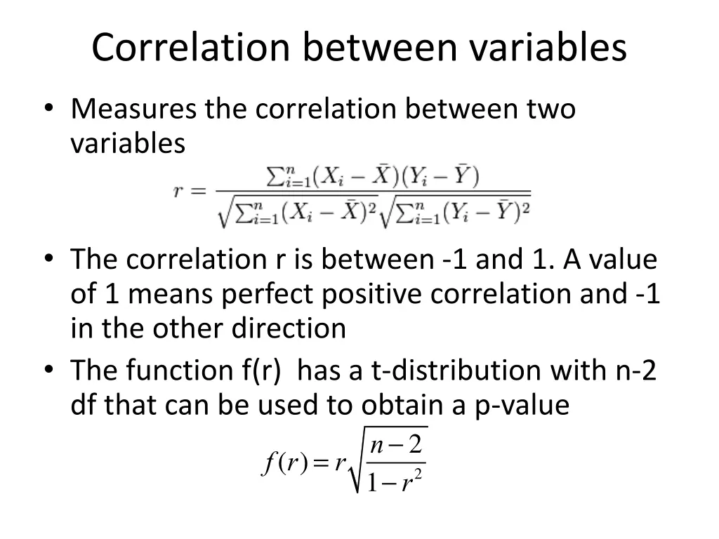 correlation between variables