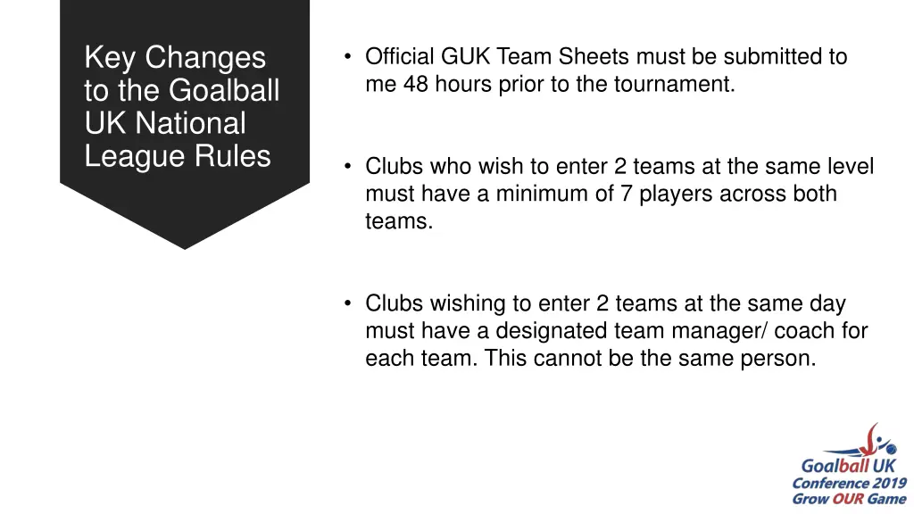 key changes to the goalball uk national league
