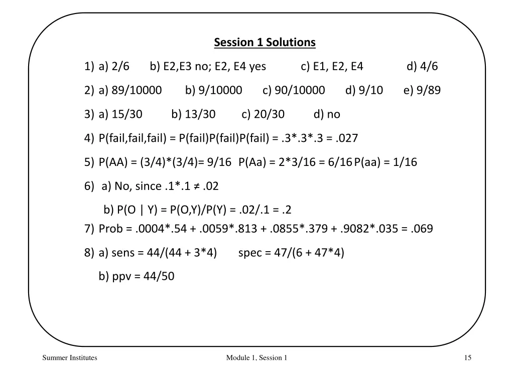 session 1 solutions
