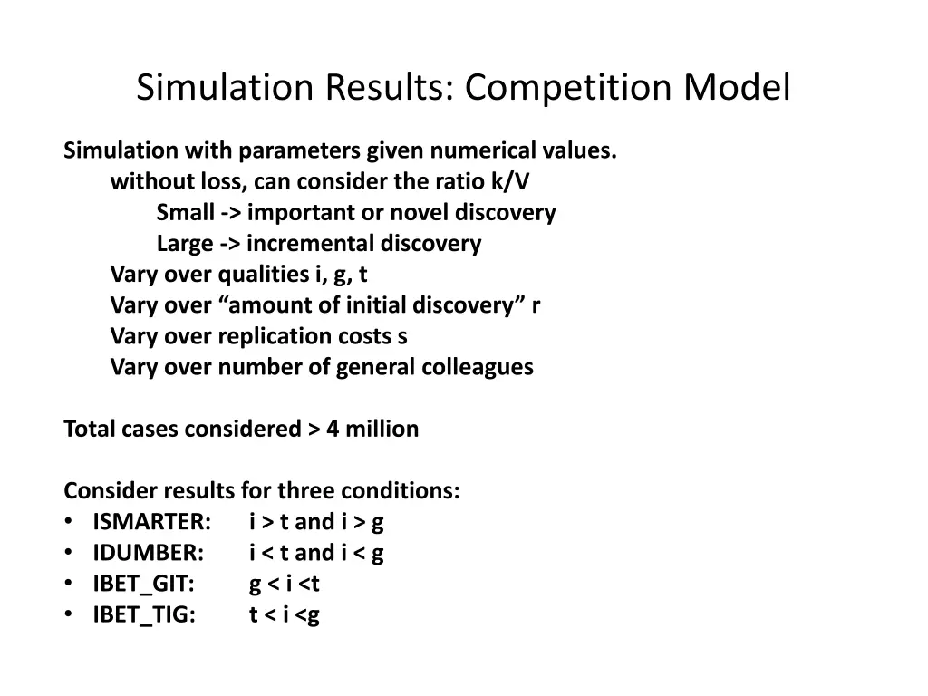 simulation results competition model