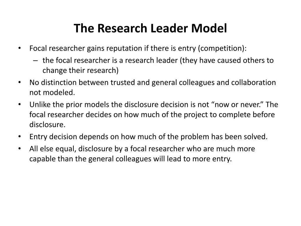 the research leader model