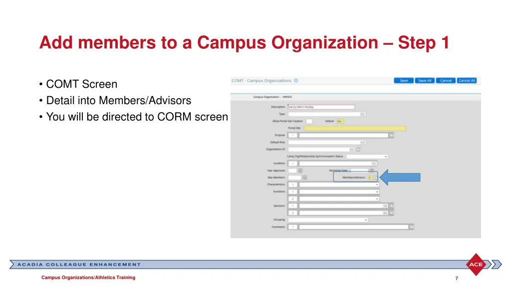 add members to a campus organization step 1