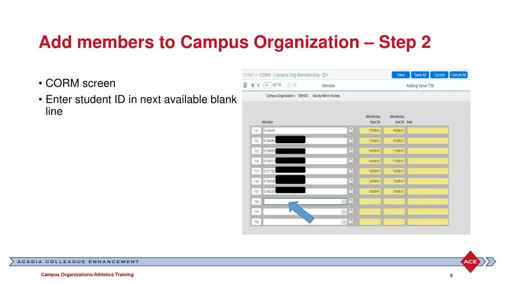 add members to campus organization step 2