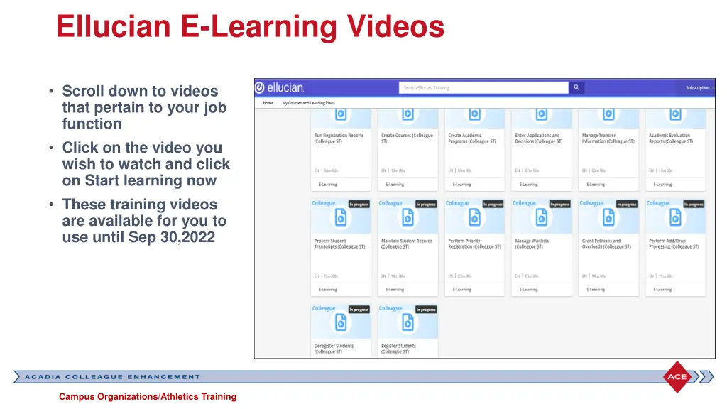 ellucian e learning videos