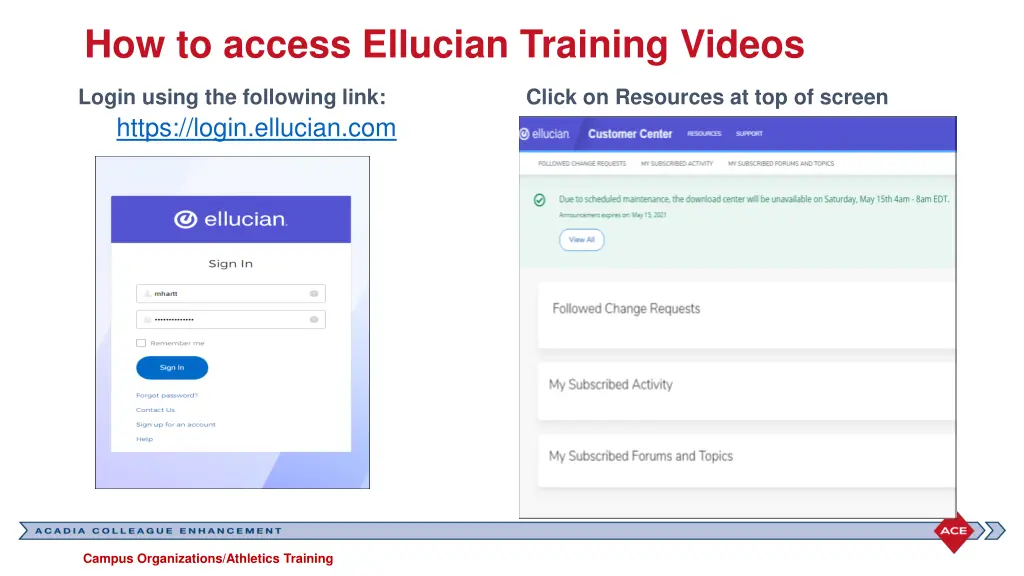 how to access ellucian training videos