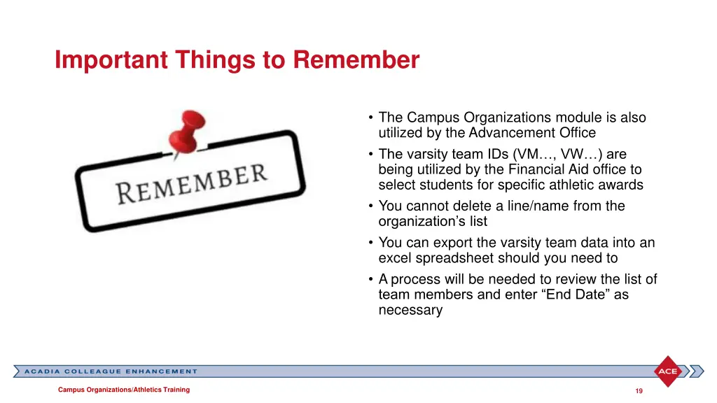 important things to remember