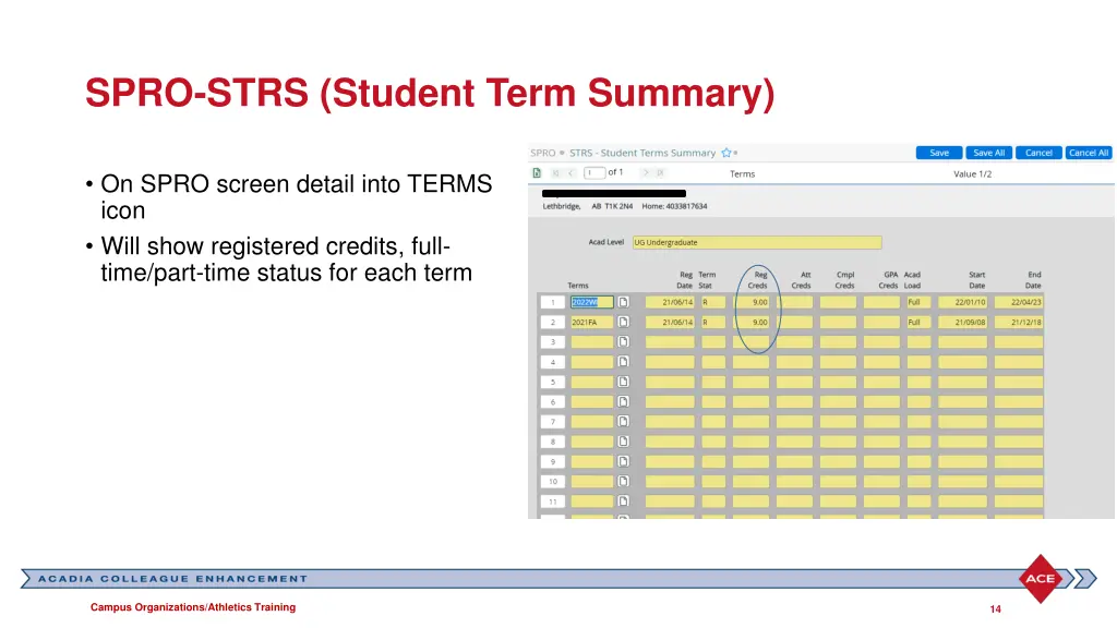 spro strs student term summary