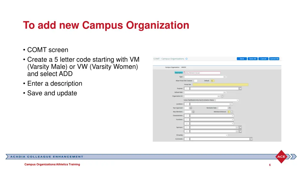 to add new campus organization