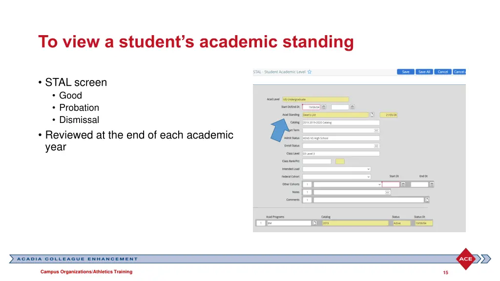 to view a student s academic standing