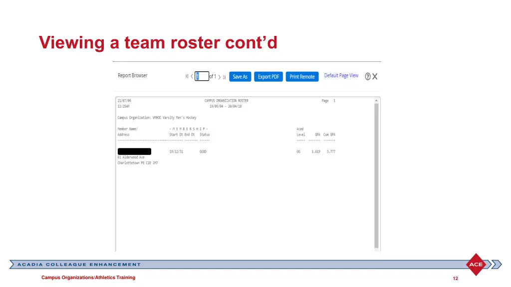 viewing a team roster cont d