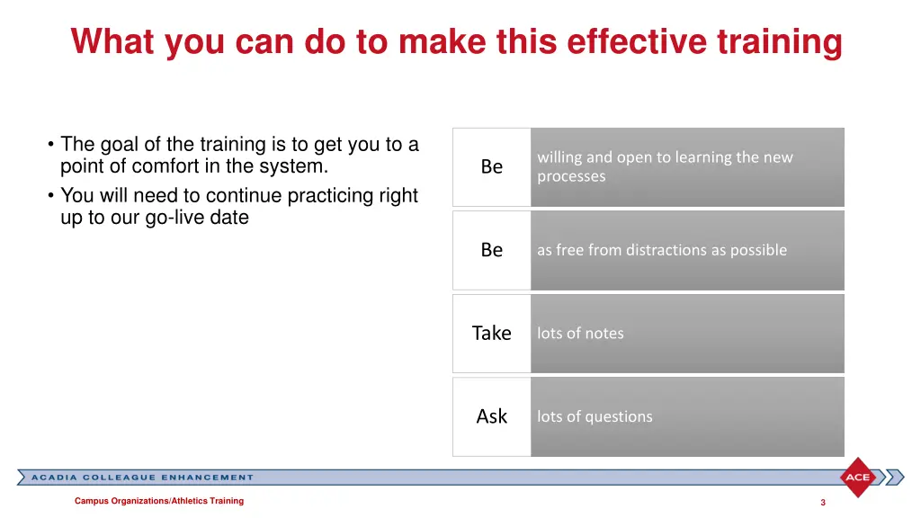 what you can do to make this effective training