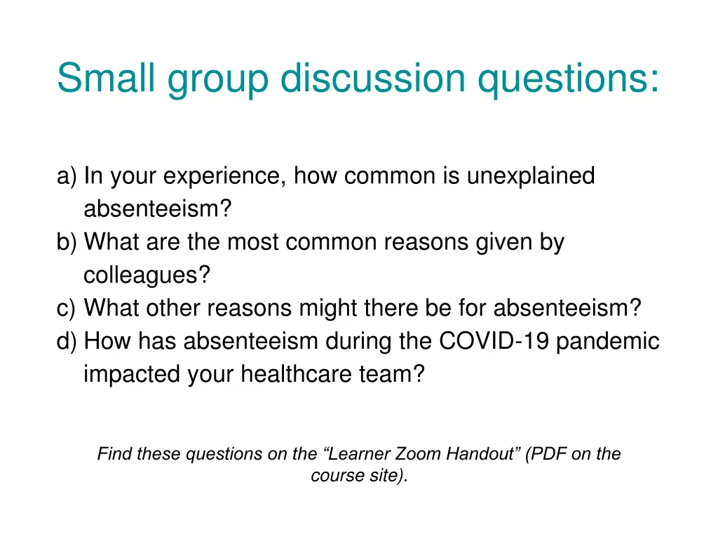 small group discussion questions