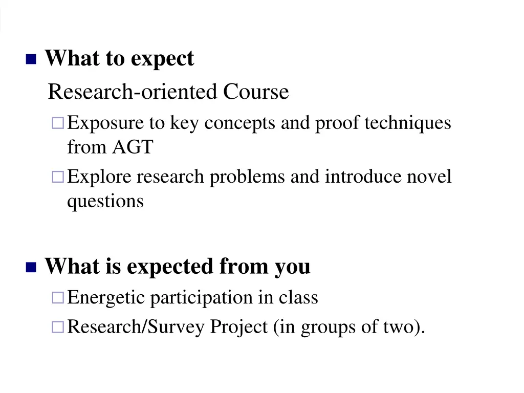 what to expect research oriented course exposure