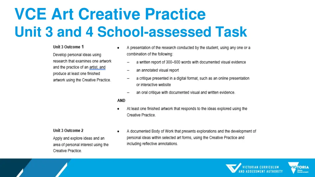vce art creative practice unit 3 and 4 school