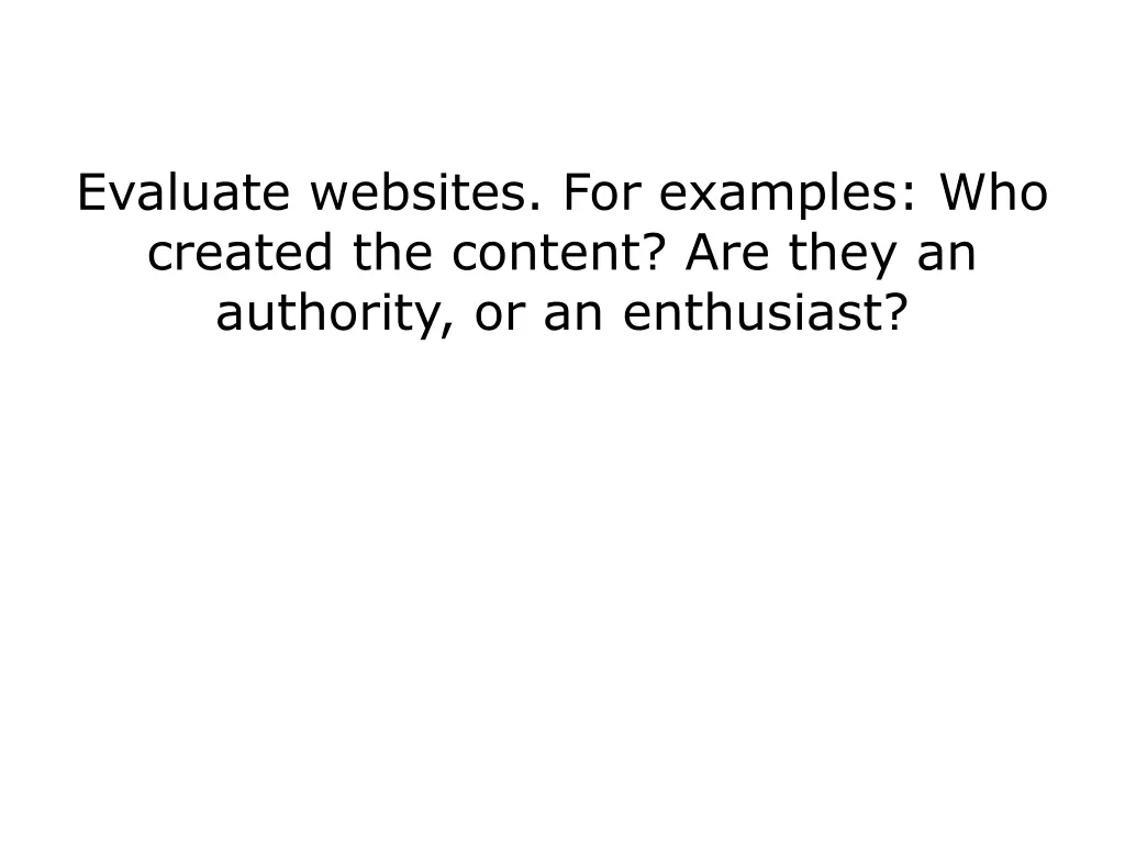 evaluate websites for examples who created