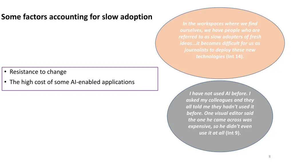 some factors accounting for slow adoption