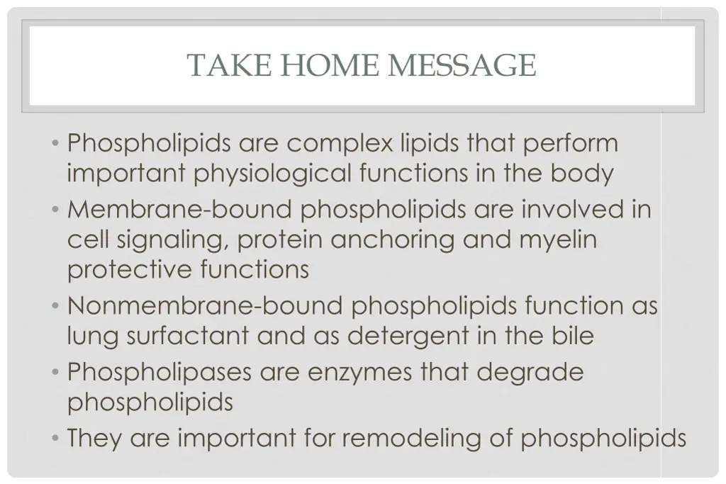 take home message