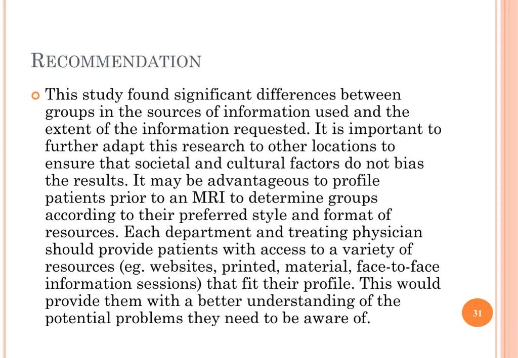 r ecommendation