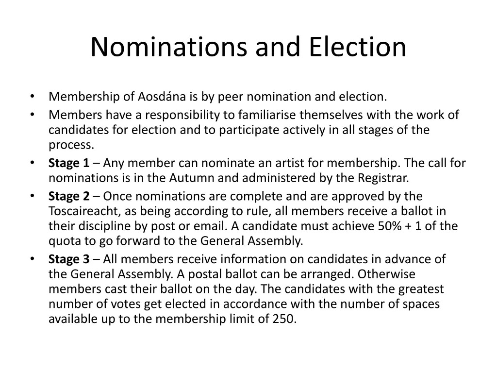 nominations and election