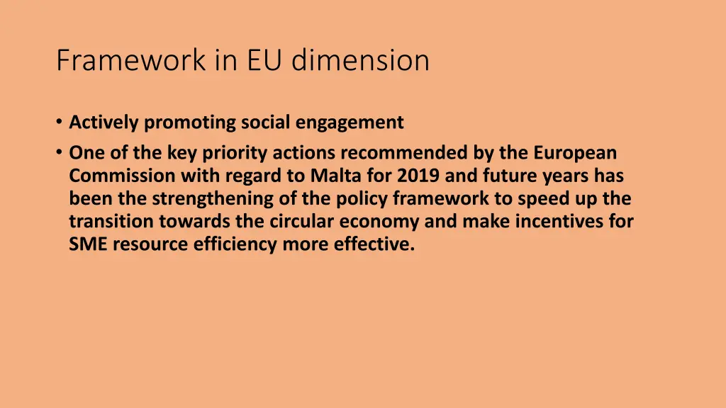 framework in eu dimension