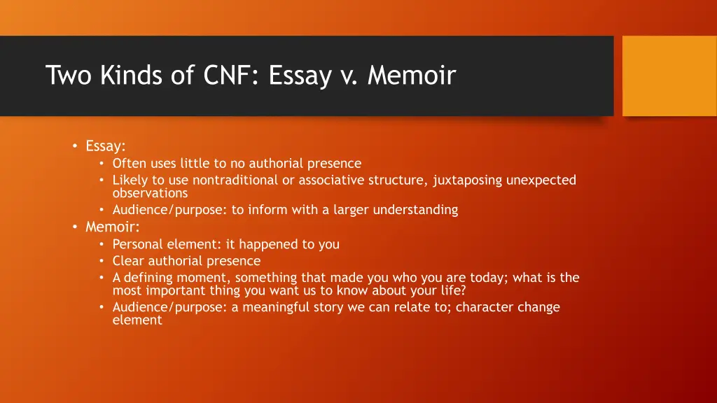 two kinds of cnf essay v memoir