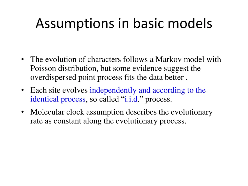assumptions in basic models