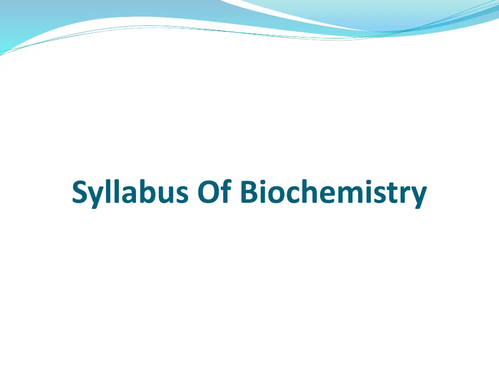syllabus of biochemistry