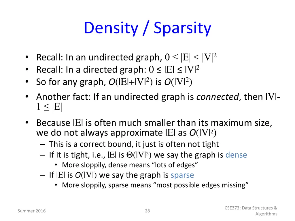 density sparsity