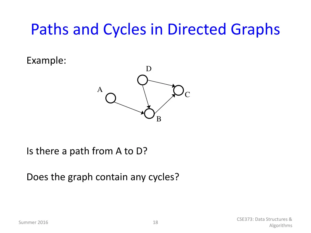 paths and cycles in directed graphs
