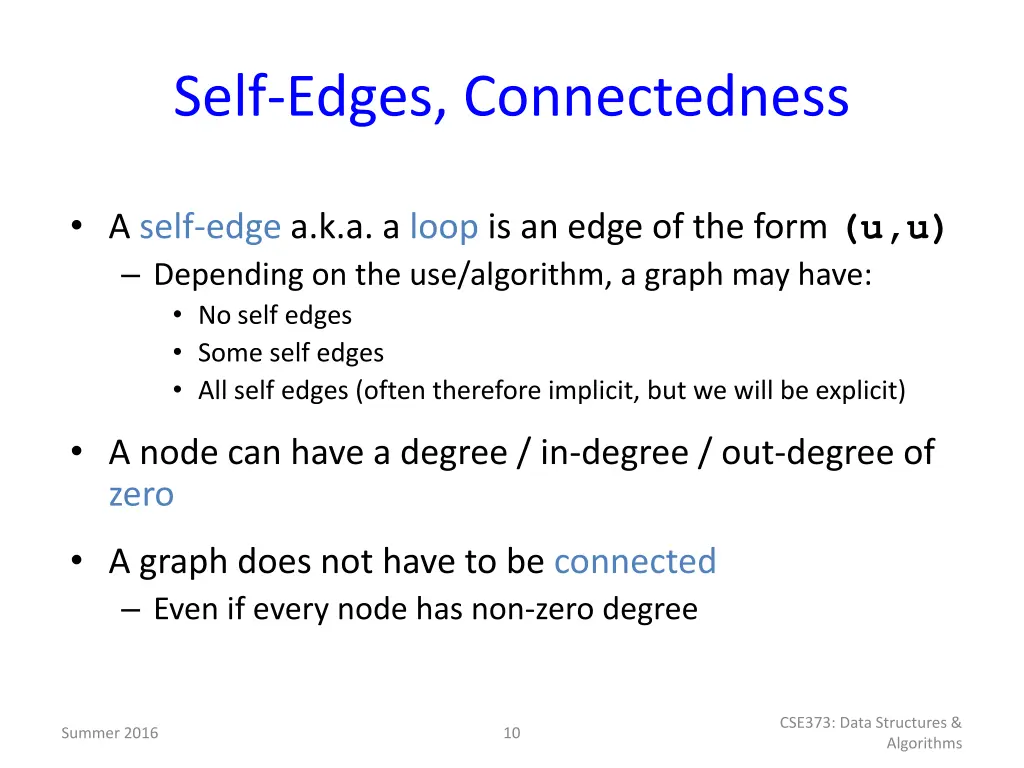 self edges connectedness
