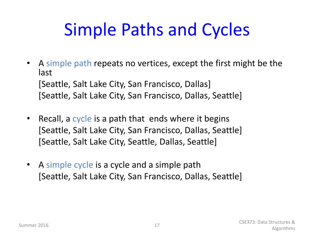 simple paths and cycles