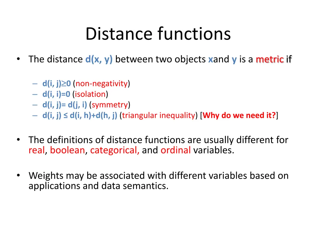 distance functions