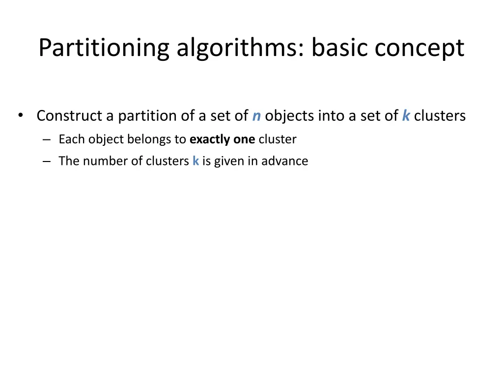 partitioning algorithms basic concept